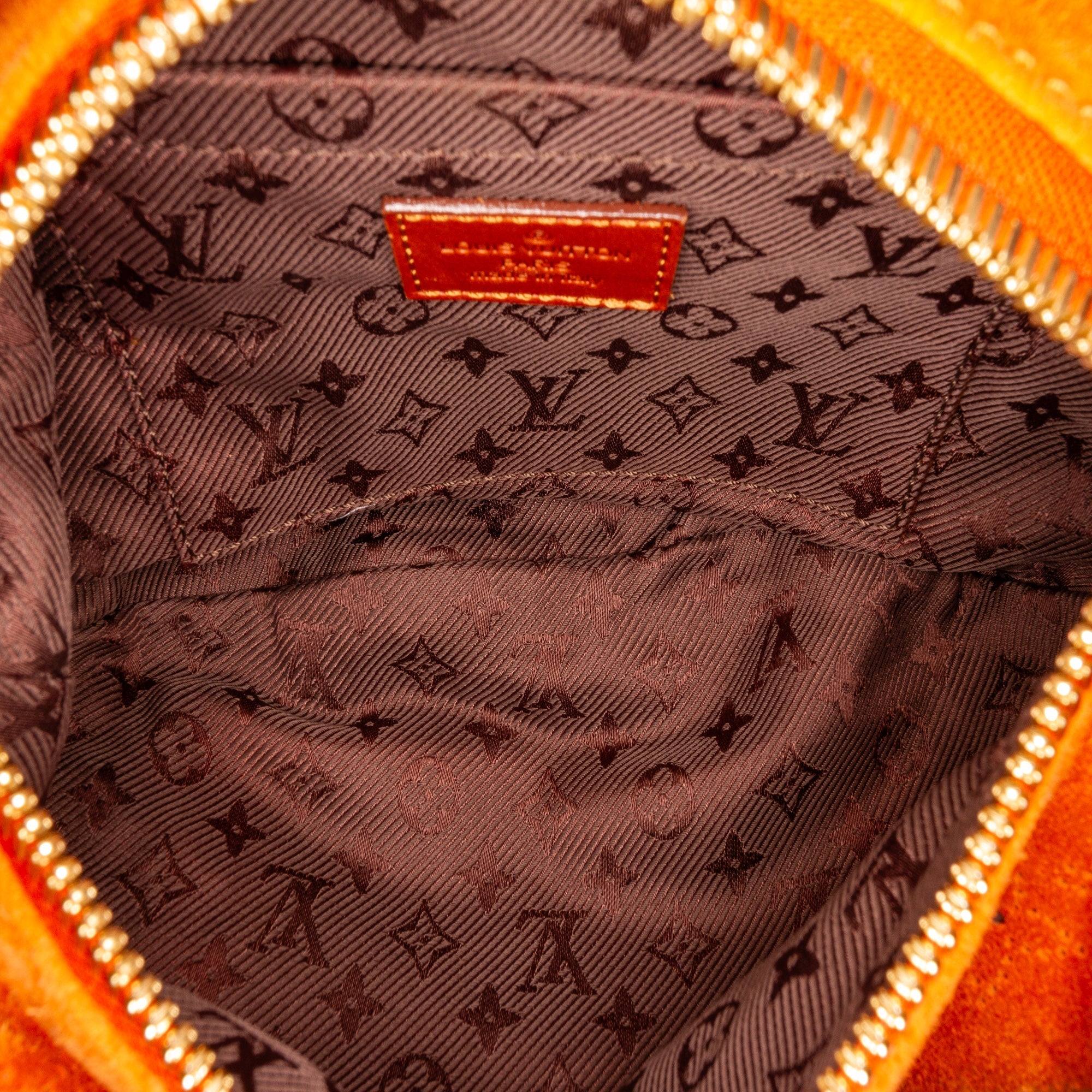 Orange Louis Vuitton Monogram Mahina Suede Onatah PM Hobo Bag