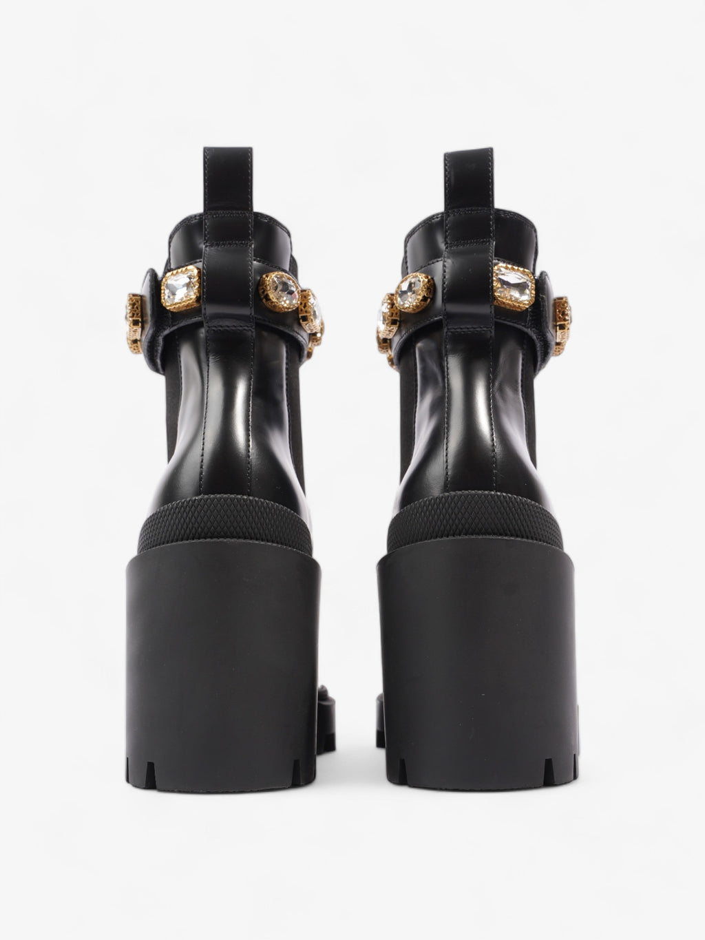 Gucci GG Jewelled Heeled Boots 85mm Black Leather EU 37 UK 4