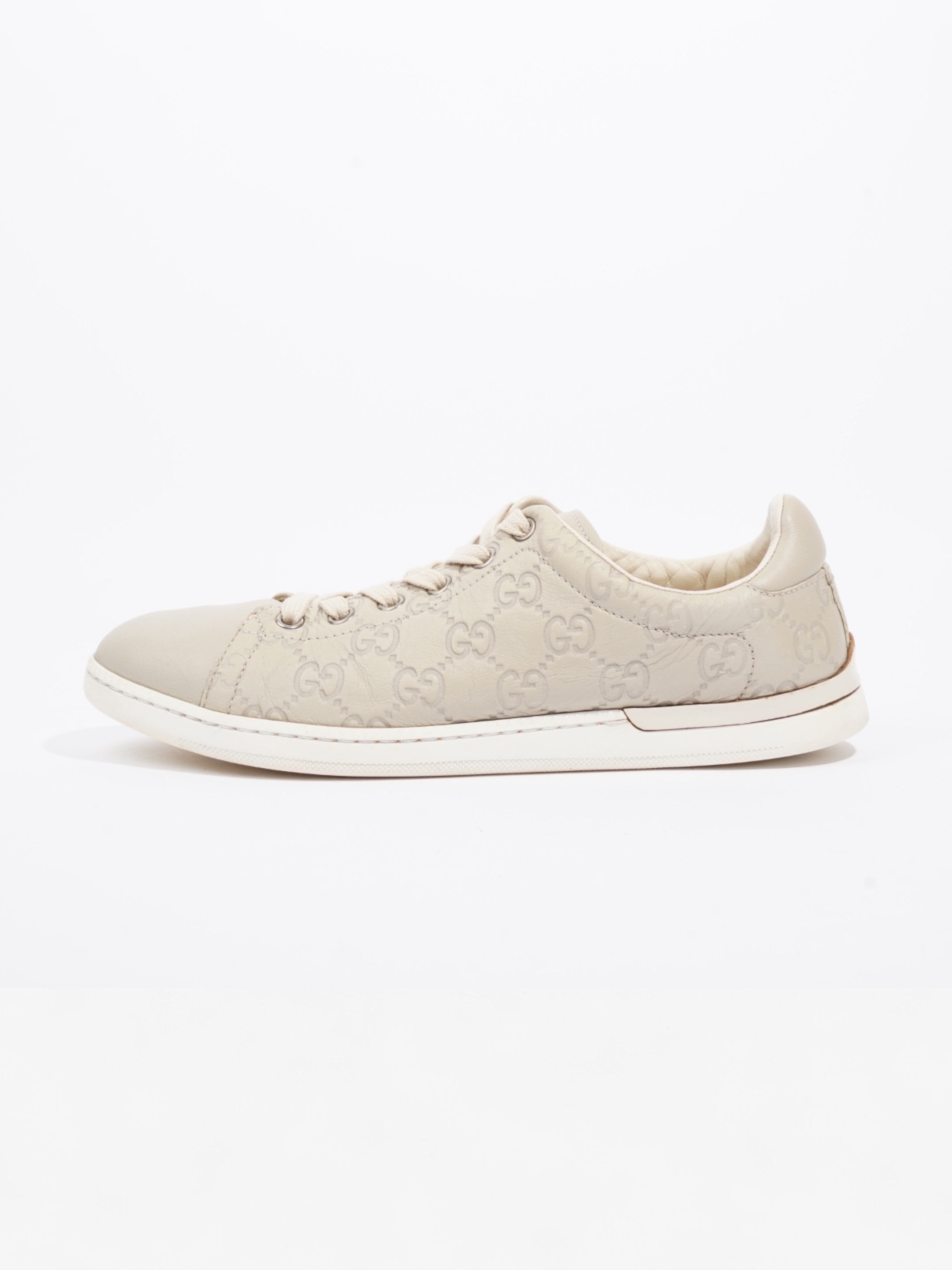 Gucci GG Embossed Ace Beige Embossed Leather EU 37 UK 4