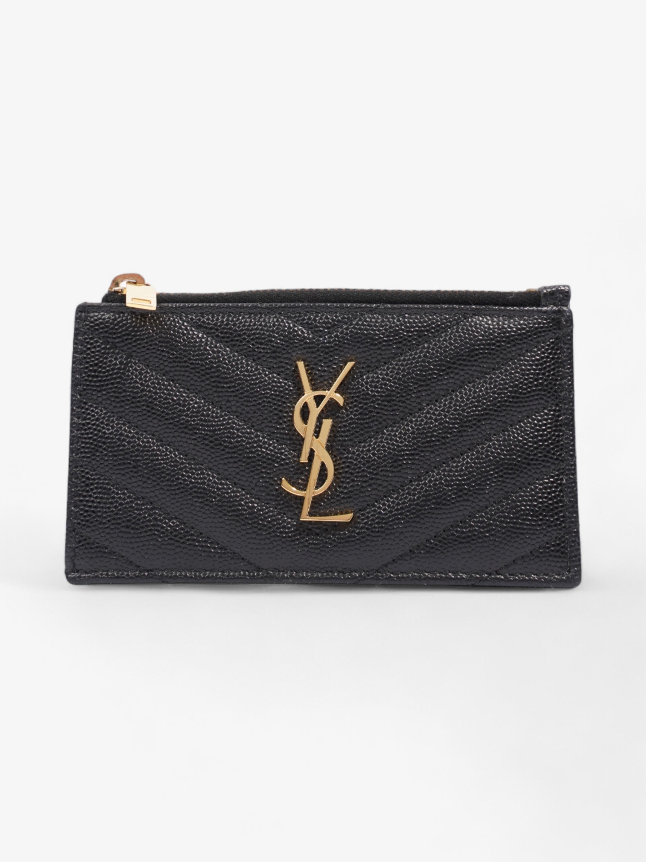 Saint Laurent Fragments Zip Card Case Black Leather