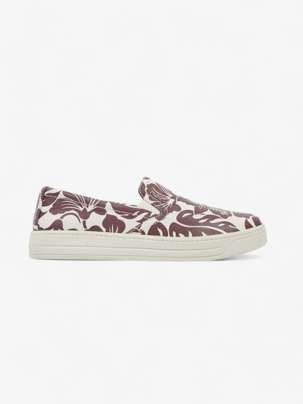 Prada Round Toe Vans Slip On White / Maroon Leather EU 37 UK 4