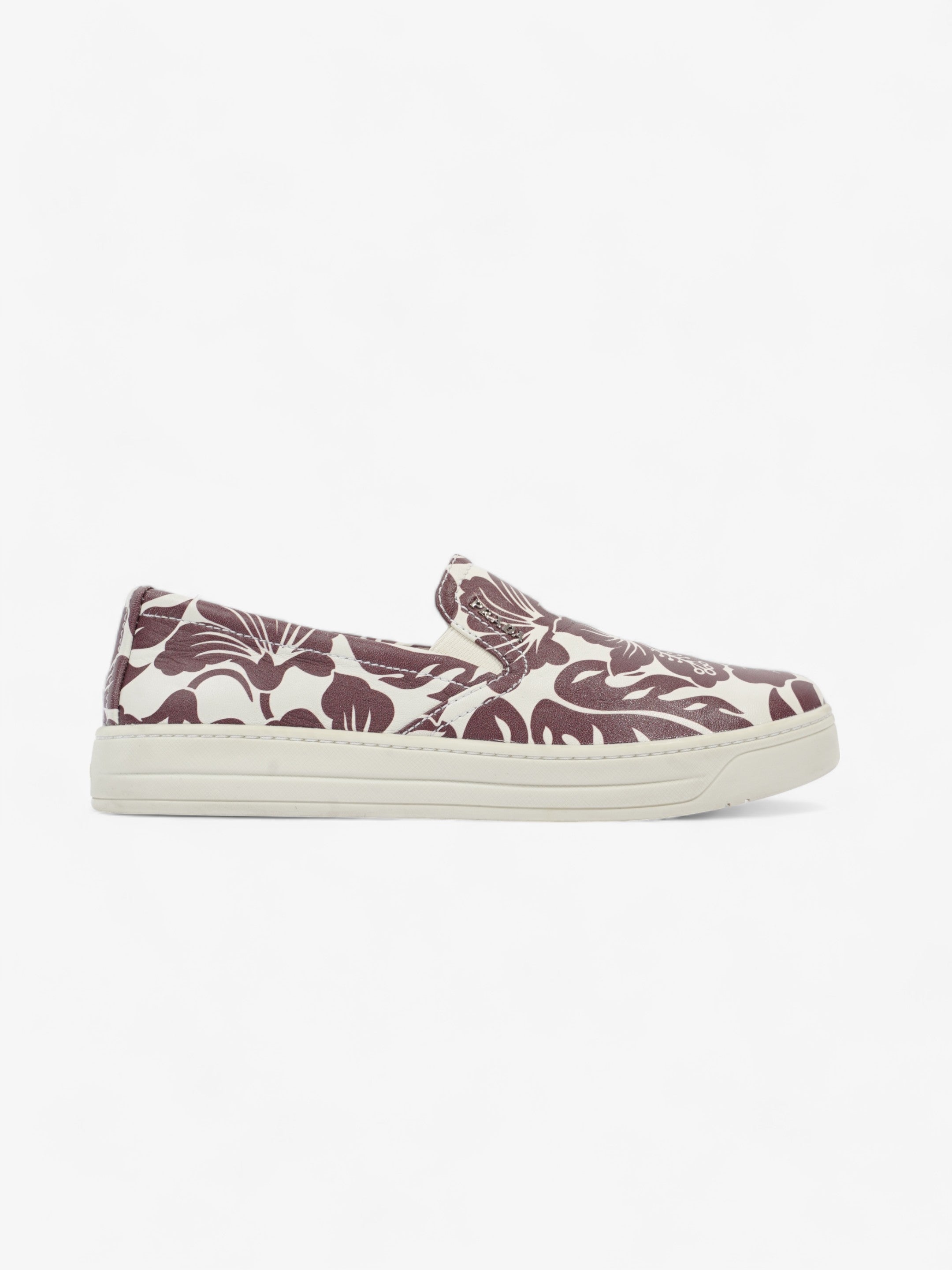 Prada Round Toe Vans Slip On White / Maroon Leather EU 37 UK 4