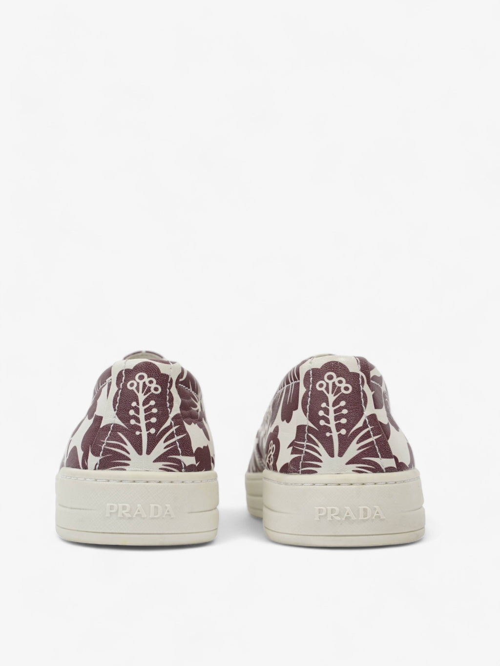 Prada Round Toe Vans Slip On White / Maroon Leather EU 37 UK 4