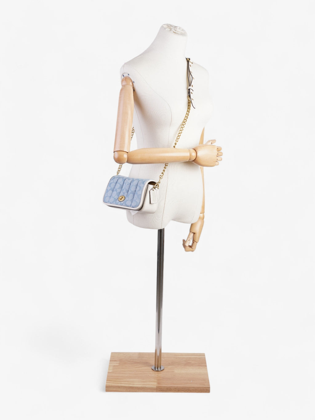 Coach Dinkey Light Wash Denim / Chalk Leather 18