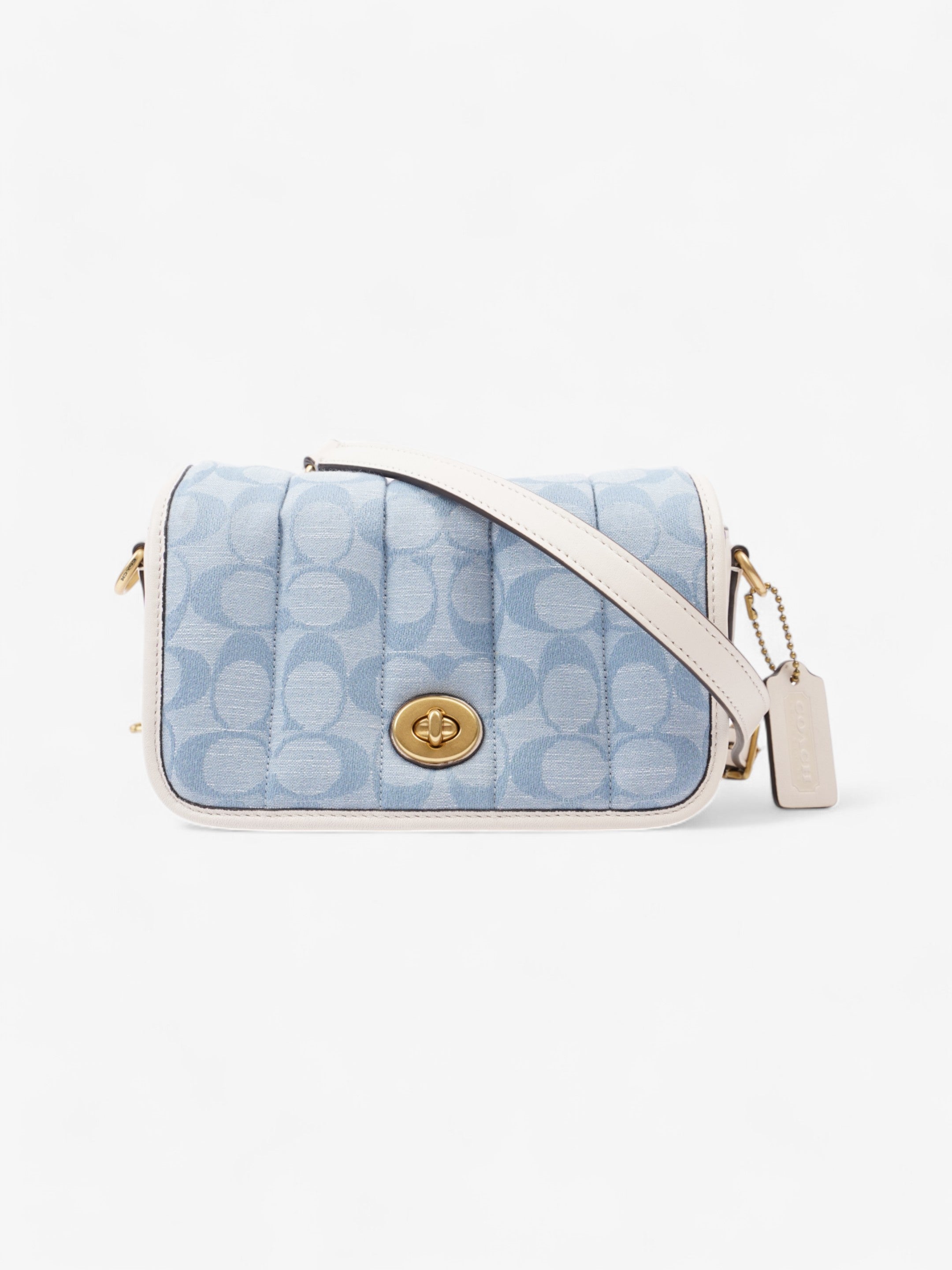 Coach Dinkey Light Wash Denim / Chalk Leather 18