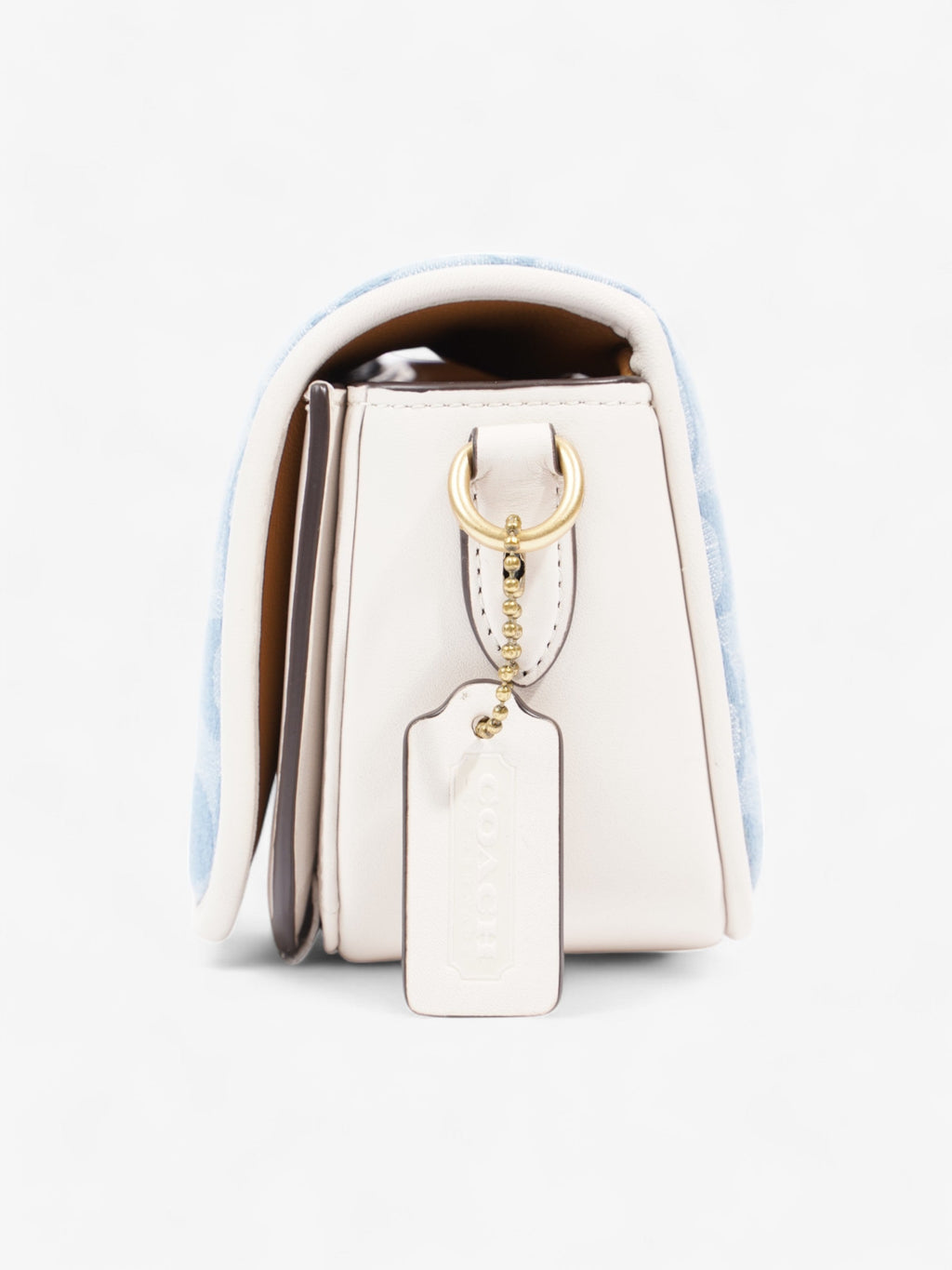Coach Dinkey Light Wash Denim / Chalk Leather 18