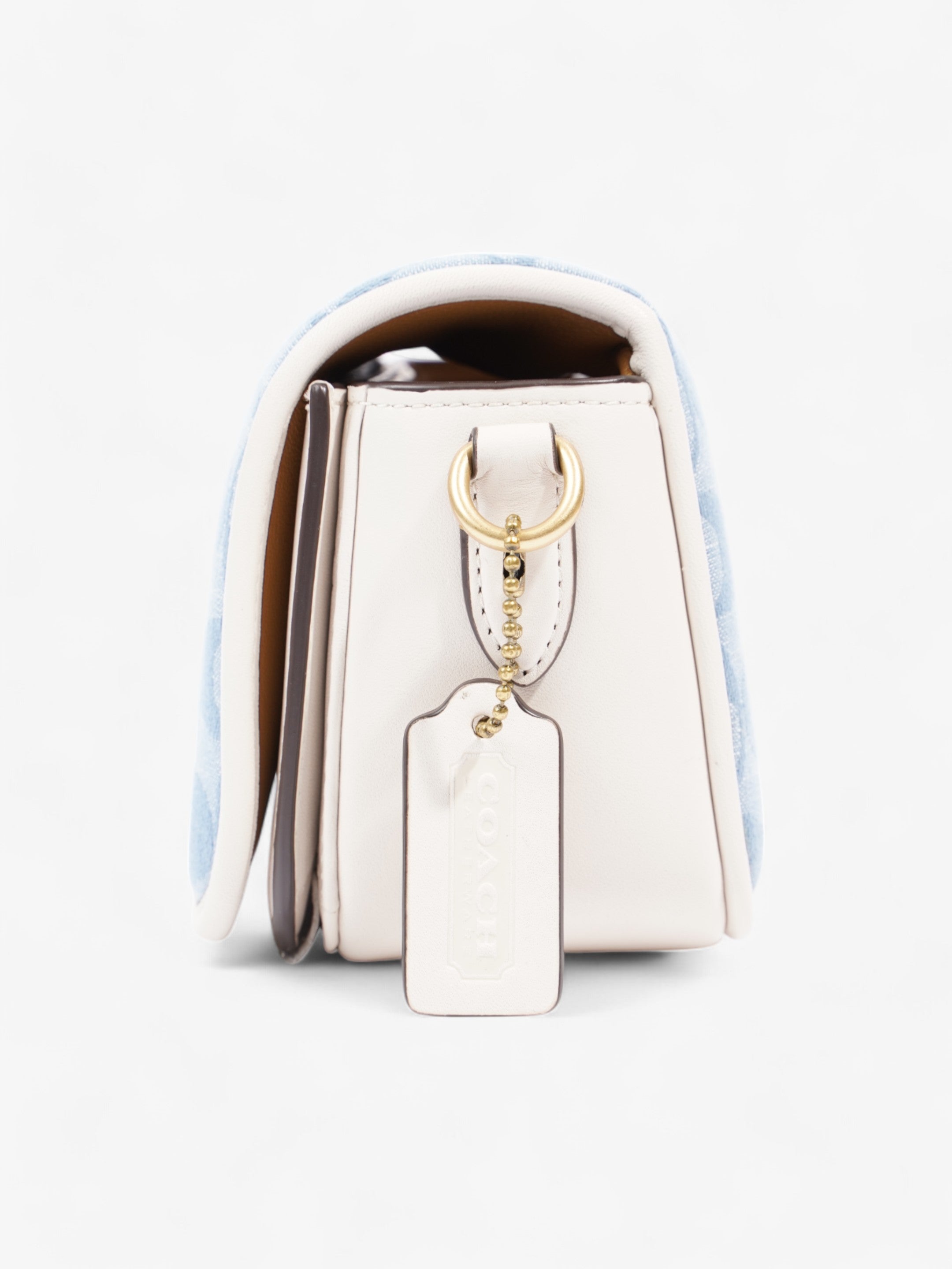 Coach Dinkey Light Wash Denim / Chalk Leather 18