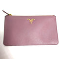 PRADA Pouch saffiano leather Pink type logo Women Used