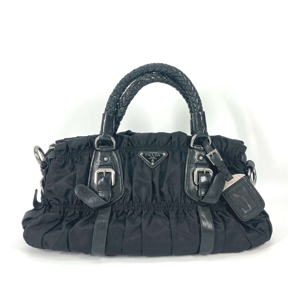 PRADA Handbag Nylon black Triangle logo plate Women Used