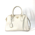 PRADA Handbag BL0837 Safiano leather white Triangle logo plate SAFFIANO LUX Women Used