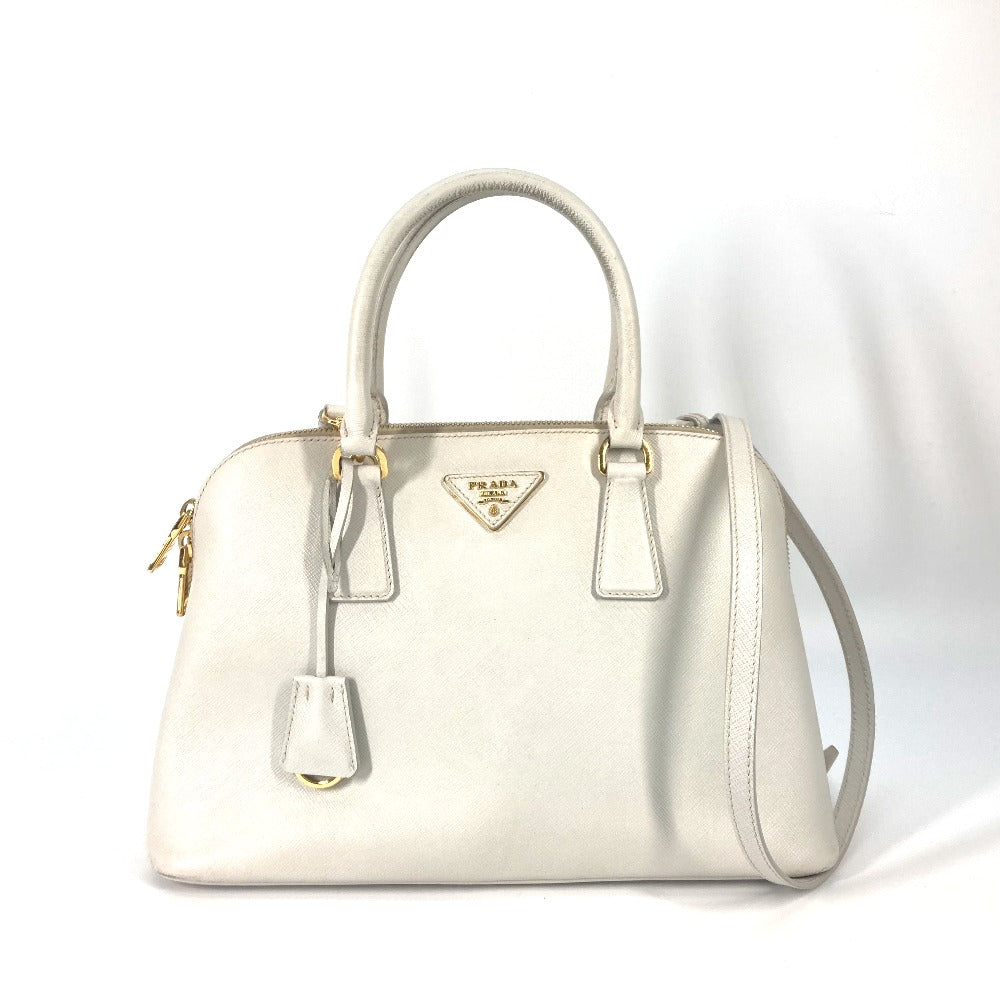 PRADA Handbag BL0837 Safiano leather white Triangle logo plate SAFFIANO LUX Women Used