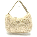 PRADA Handbag 1NE515 Sheep fur beige Triangle logo Women Used