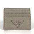 PRADA Card Case leather gray Triangle logo mens Used