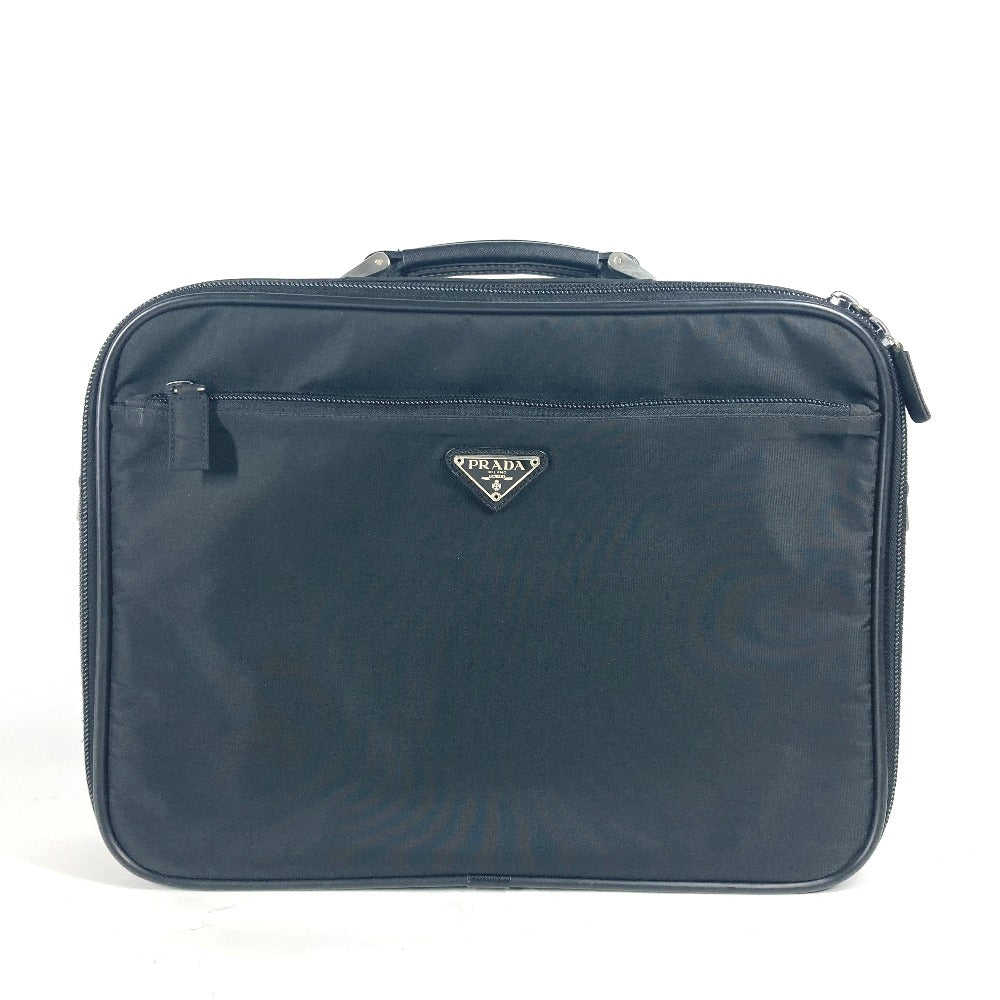 PRADA Handbag Nylon black Triangle logo plate