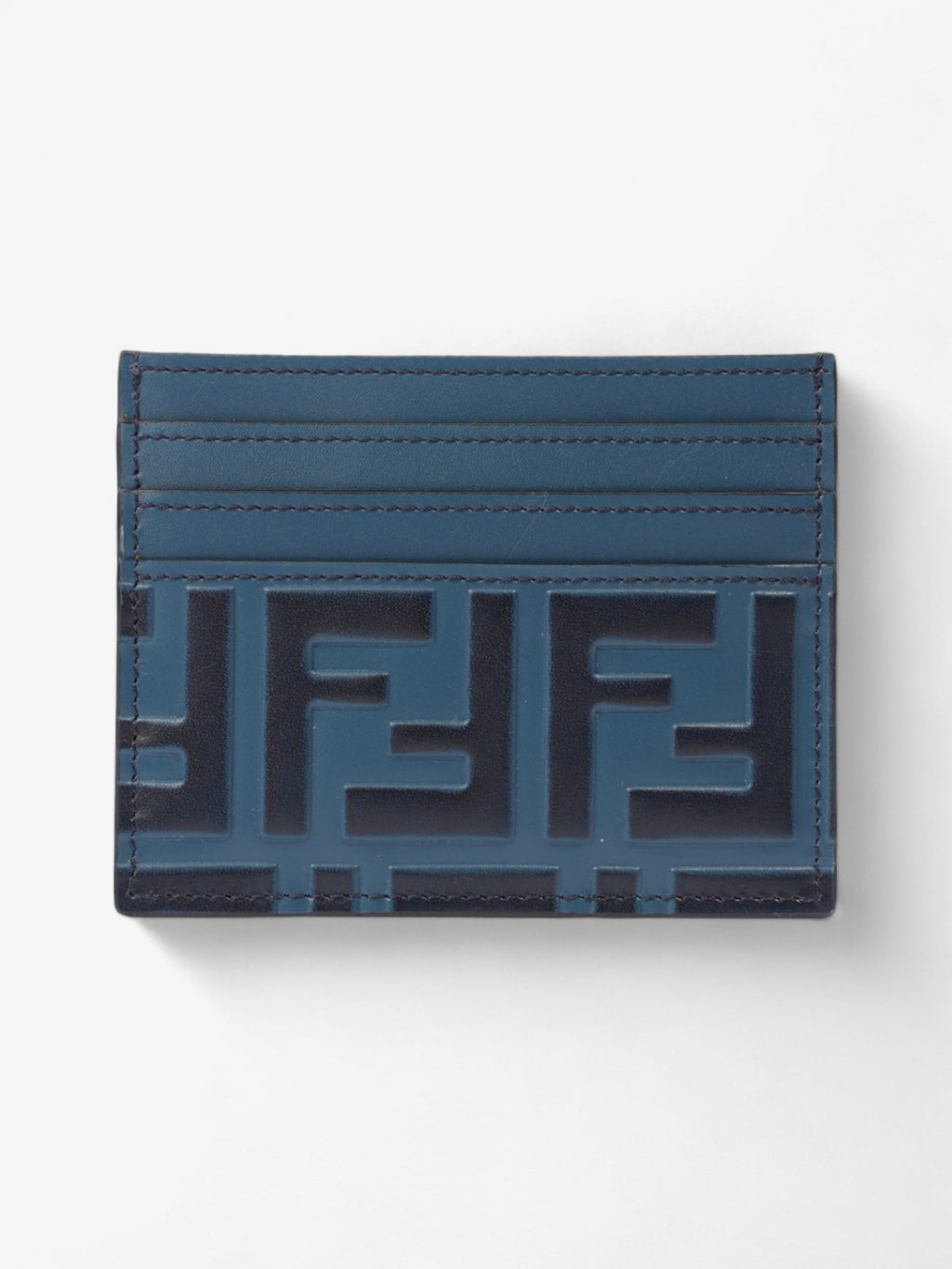Fendi FF Card Holder Blue Marine Leather