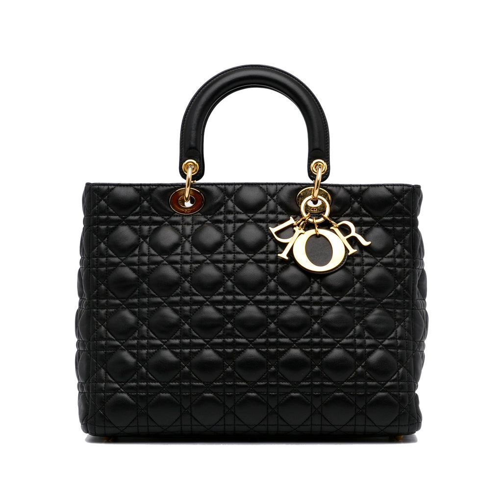 Dior Lady Dior Large Black Cannage Quilted Leather