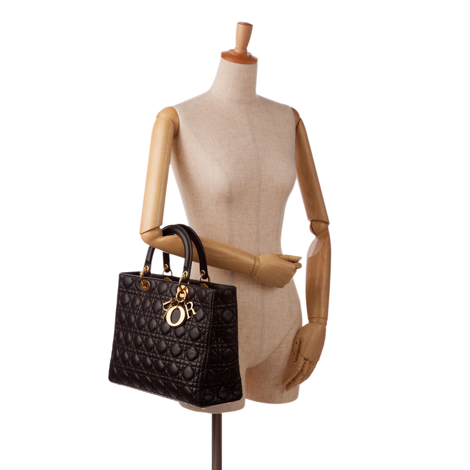 Dior Lady Dior Large Black Cannage Quilted Leather