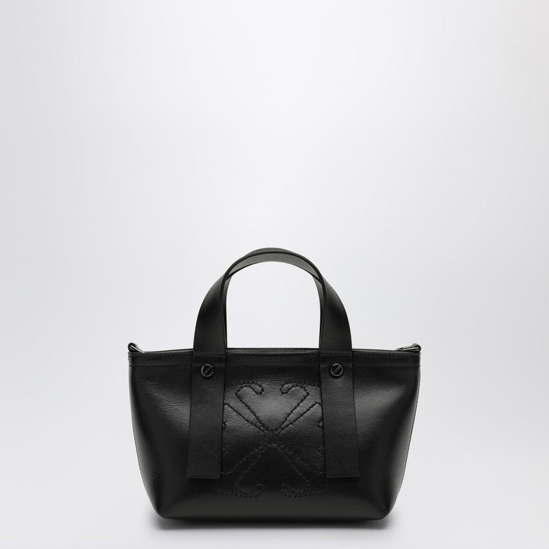 Off-White Black Leather Handbag With Logo Women