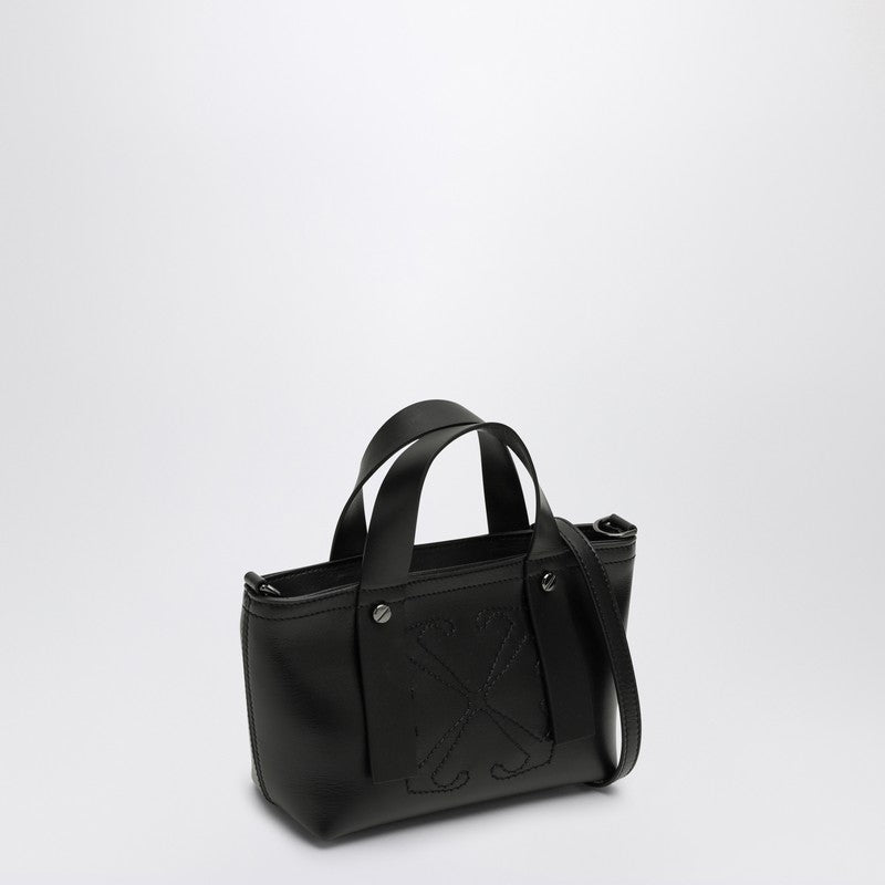 Off-White Black Leather Handbag With Logo Women