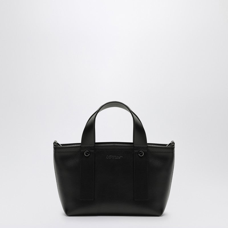 Off-White Black Leather Handbag With Logo Women