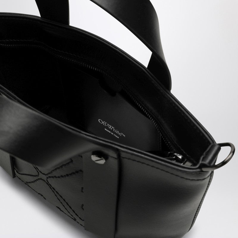 Off-White Black Leather Handbag With Logo Women
