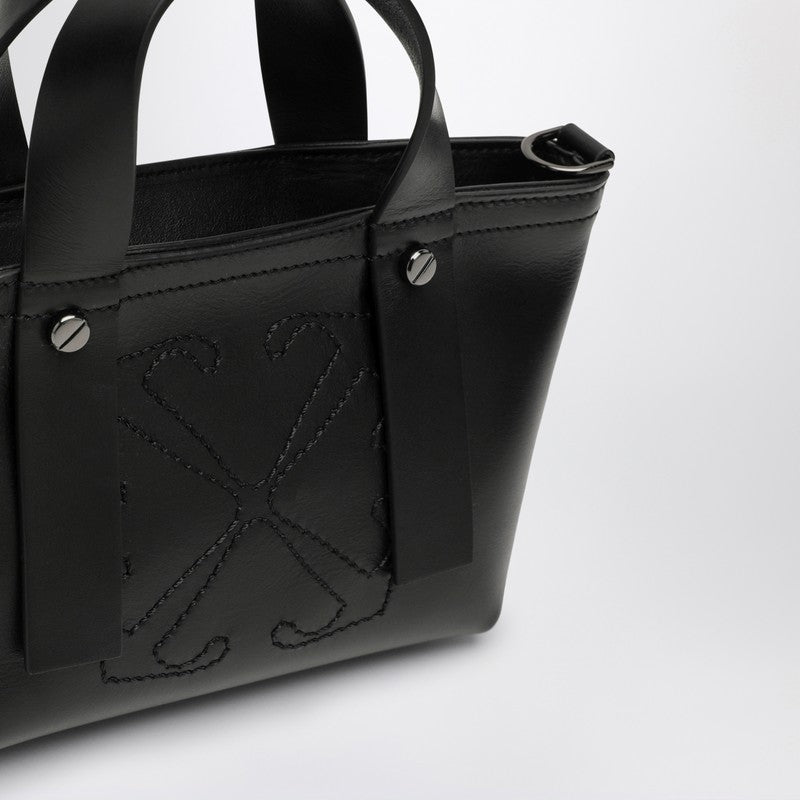 Off-White Black Leather Handbag With Logo Women