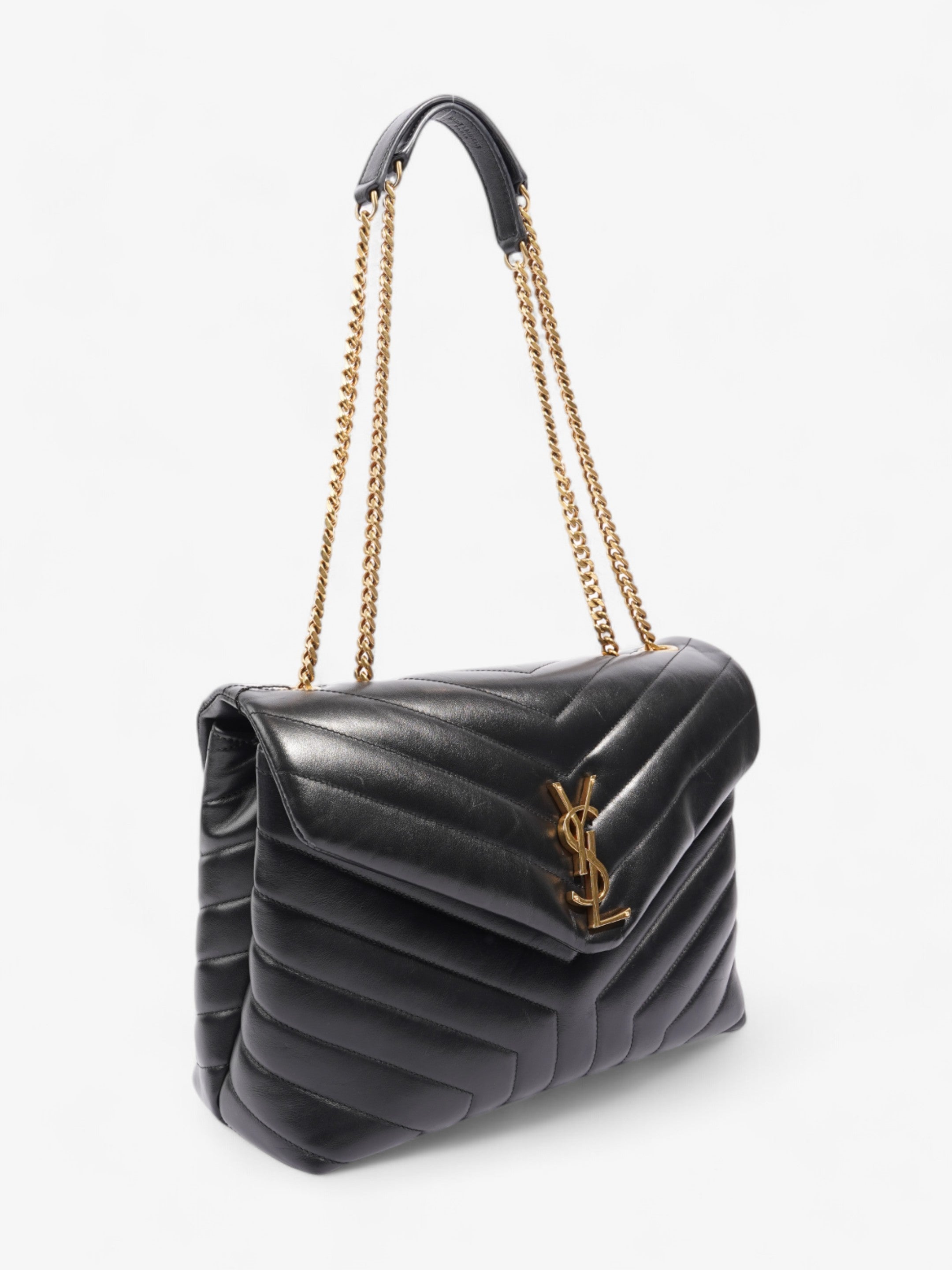 Saint Laurent Lou Lou Black Calfskin Leather Medium