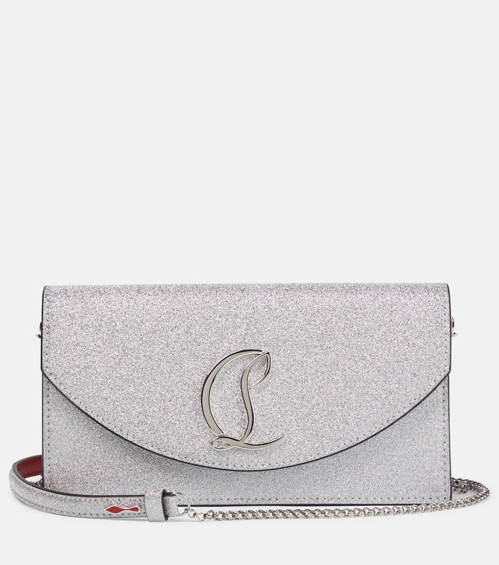 Christian Louboutin Women Small Logo Glittered Leather Clutch