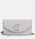 Christian Louboutin Women Small Logo Glittered Leather Clutch