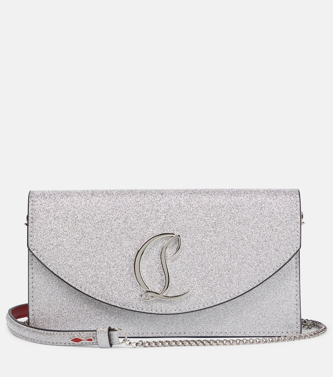 Christian Louboutin Women Small Logo Glittered Leather Clutch