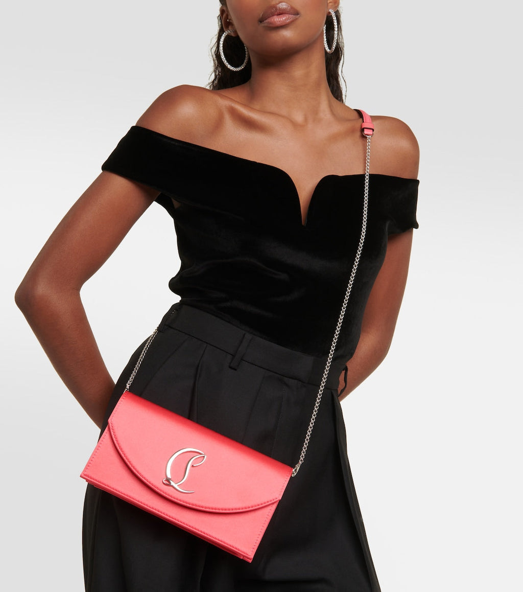 Christian Louboutin Women Small Logo Crepe Satin Clutch