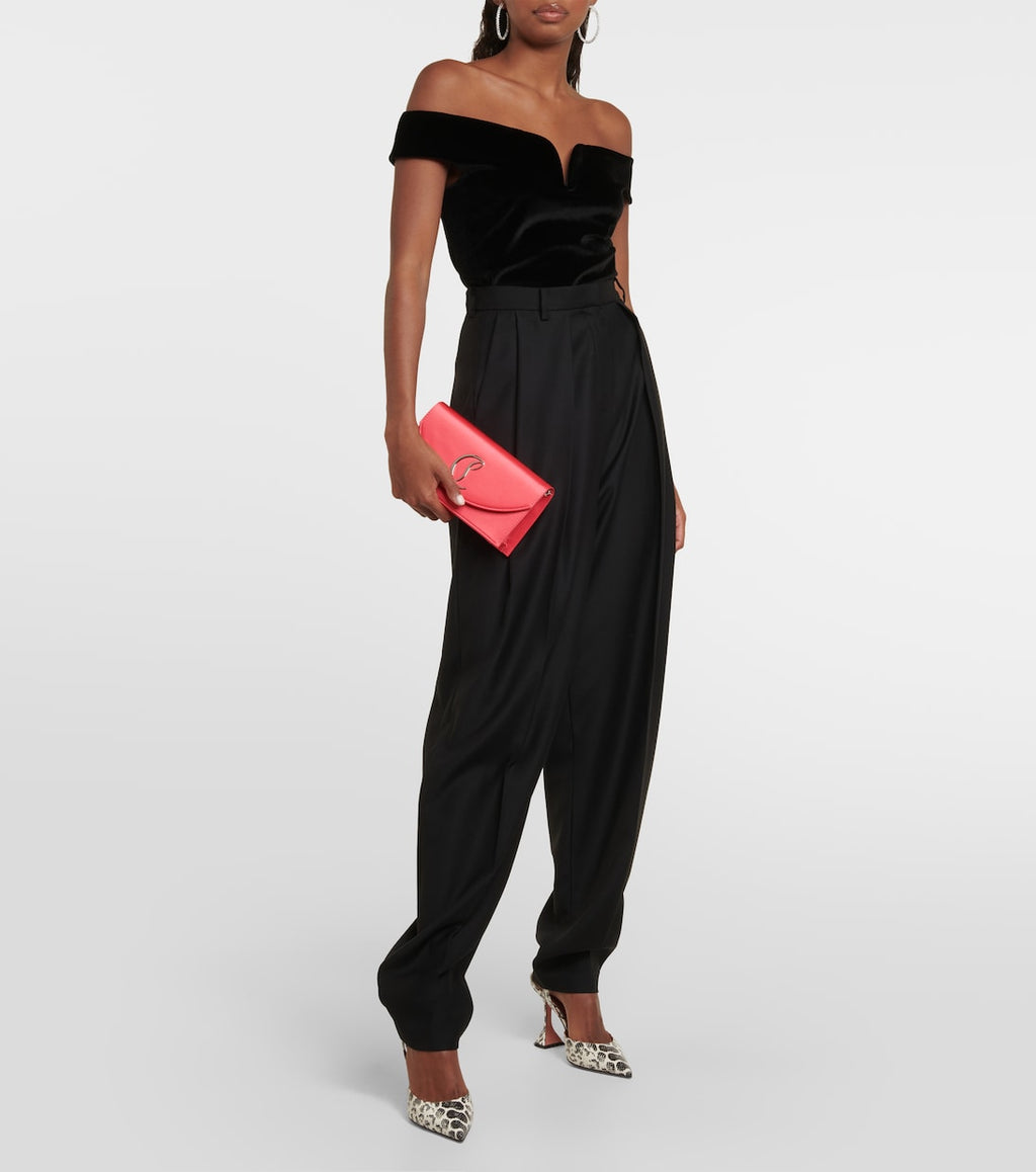 Christian Louboutin Women Small Logo Crepe Satin Clutch