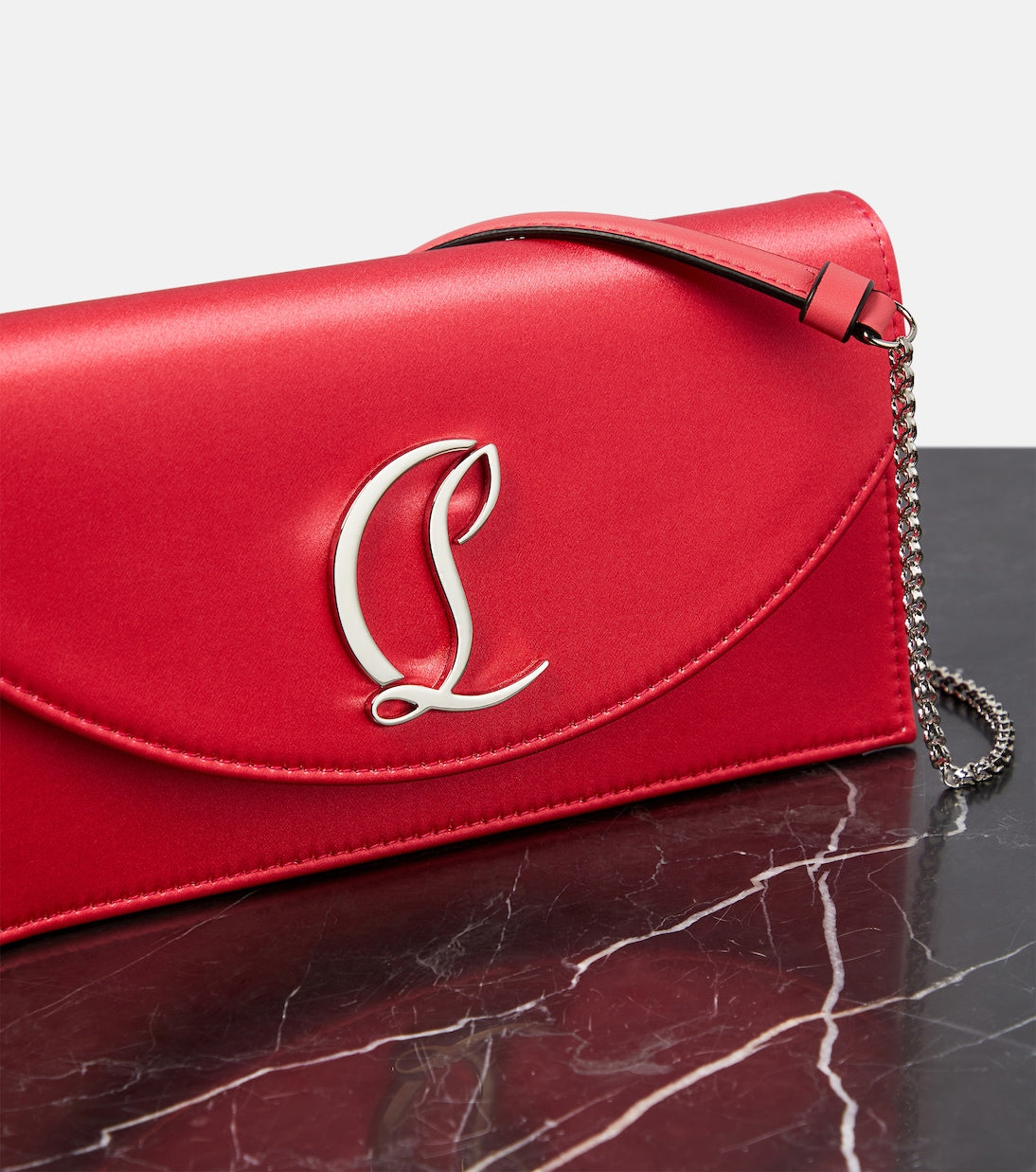 Christian Louboutin Women Small Logo Crepe Satin Clutch