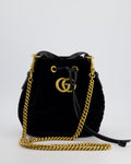 Gucci Black Velvet GG Marmont Bucket Bag with Gold Hardware