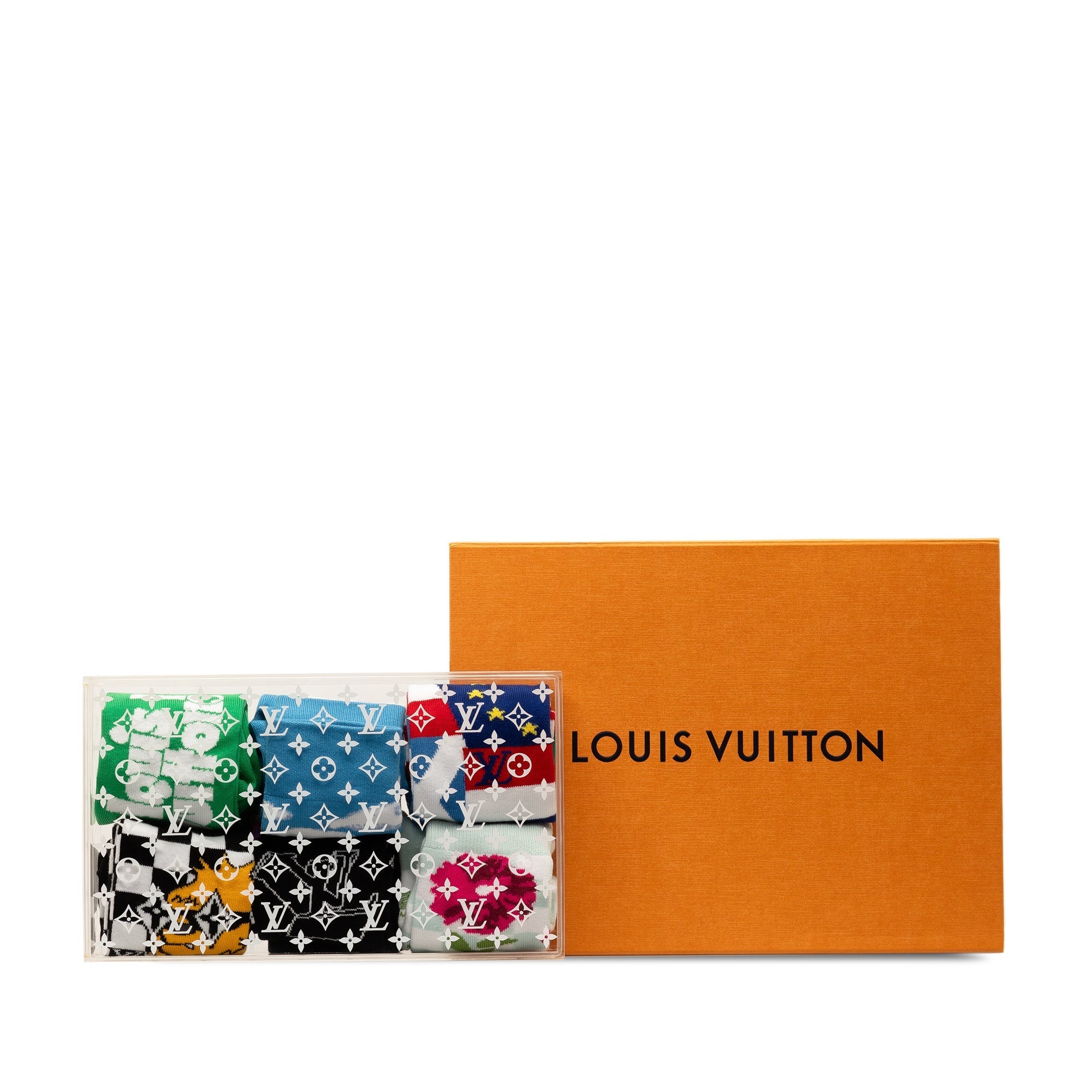 Multi Louis Vuitton Virgil Abloh LV Archives Set of Socks