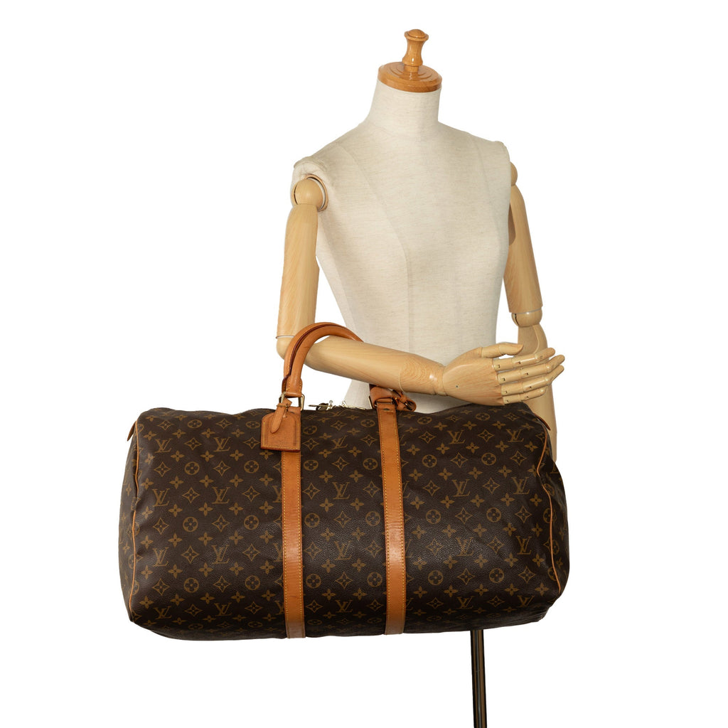 Brown Louis Vuitton Monogram Keepall 55 Travel Bag