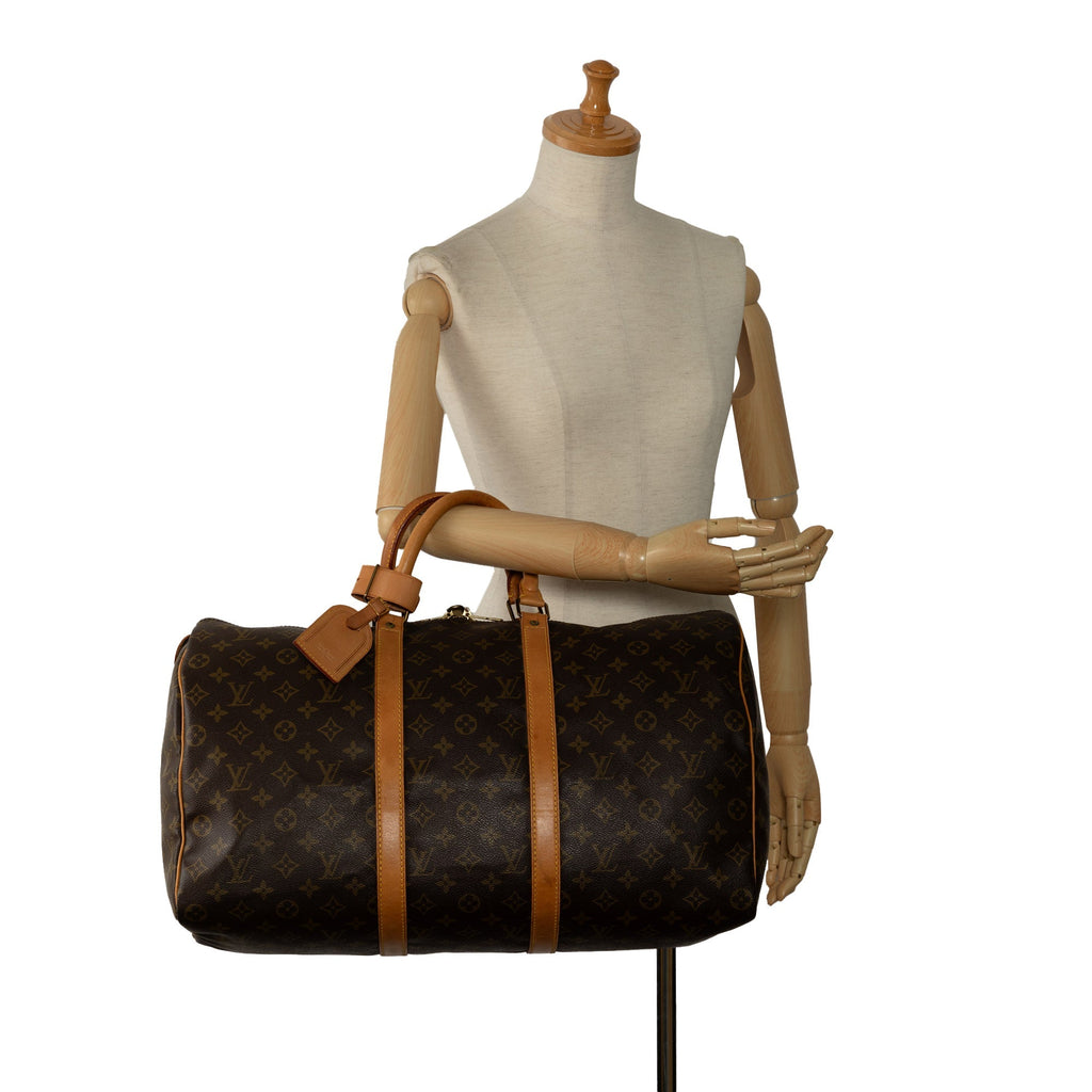 Brown Louis Vuitton Monogram Keepall 50 Travel Bag