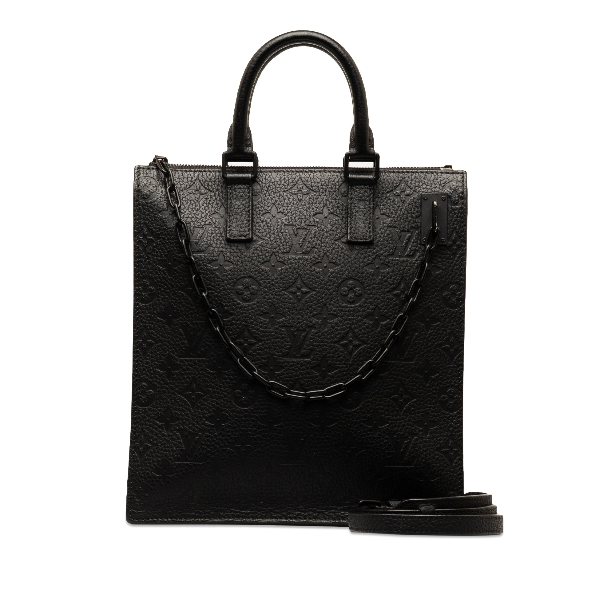 Black Louis Vuitton Monogram Taurillon Sac Plat Satchel