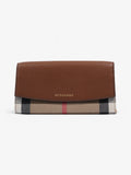 Burberry House Check and Leather Continental Wallet Brown / Beige Checkered Leather
