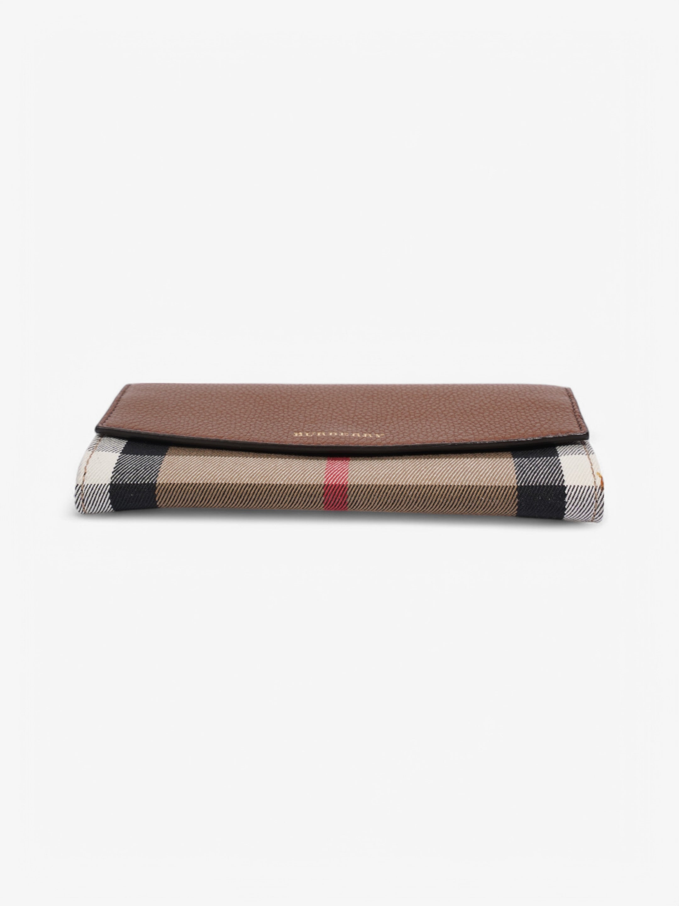 Burberry House Check and Leather Continental Wallet Brown / Beige Checkered Leather