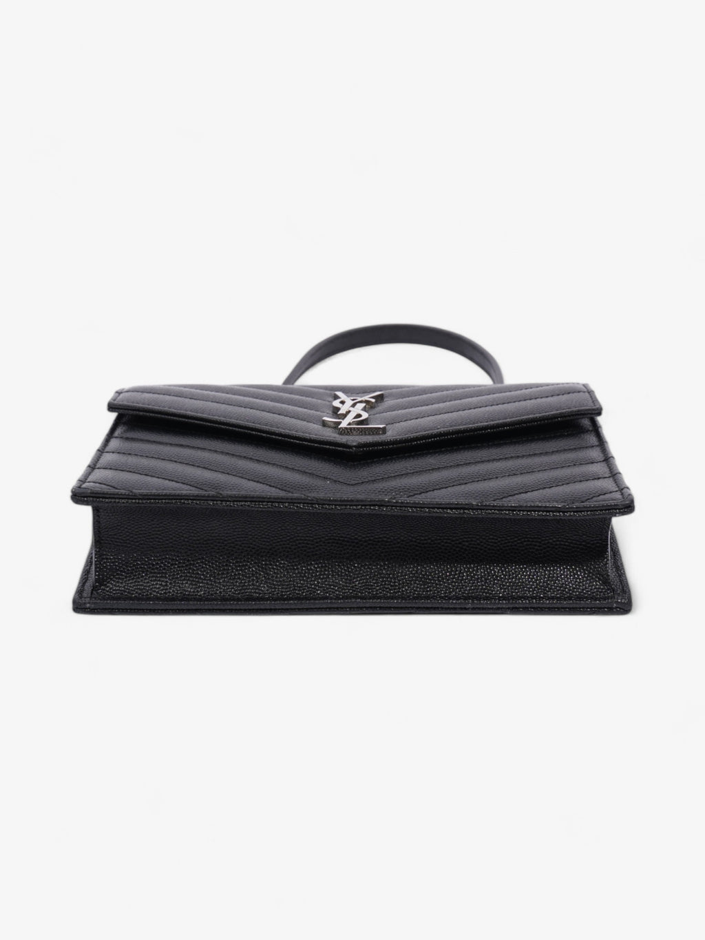 Saint Laurent Cassandre Envelope Chain Wallet Black Grained Leather