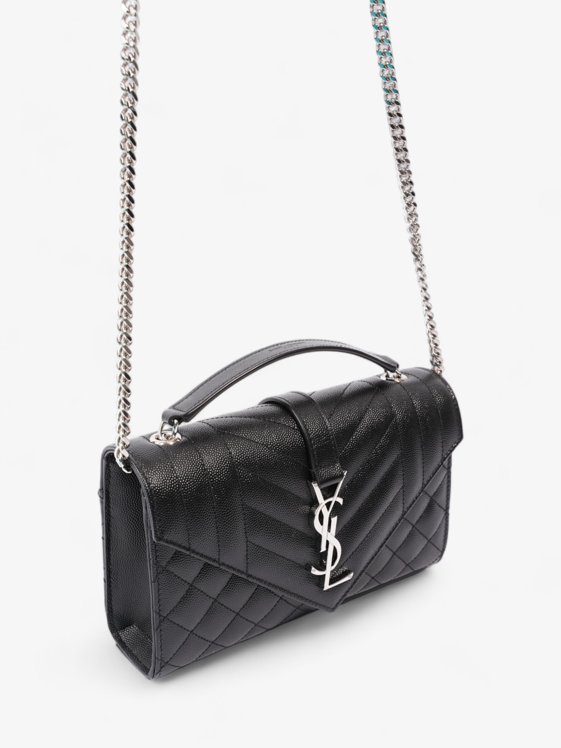 Saint Laurent Envelope Small Black Matelasse Leather