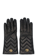 GUCCI Quilted Marmont Gloves Leather Black