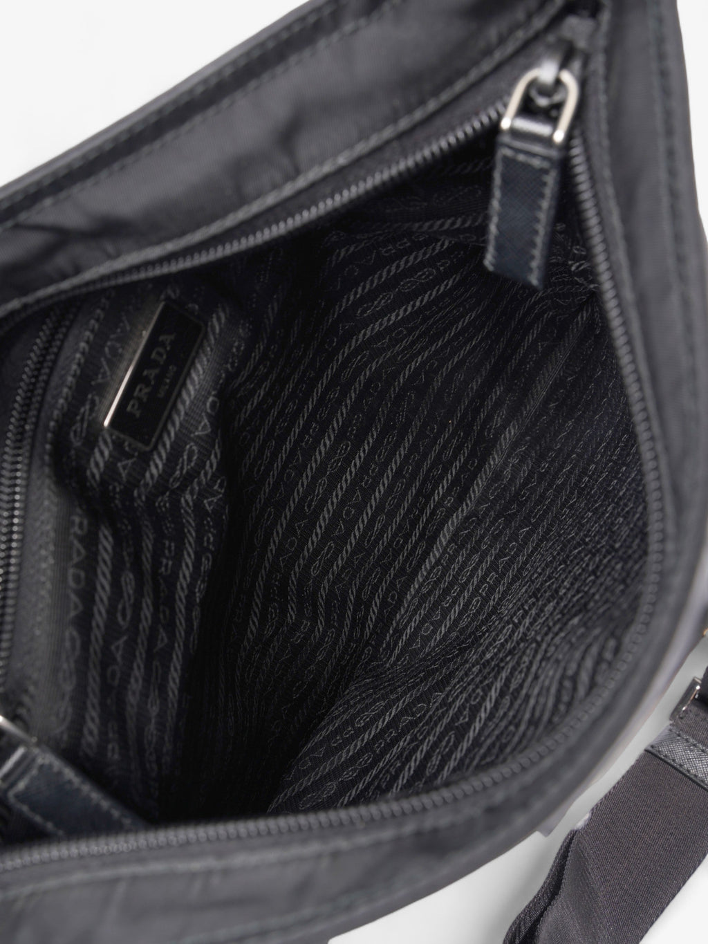 Prada Front Pocket Messenger Bag Black Nylon Medium