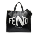 Black Fendi x Sarah Coleman Fisheye Logo Coated Canvas Shopping Tote Satchel