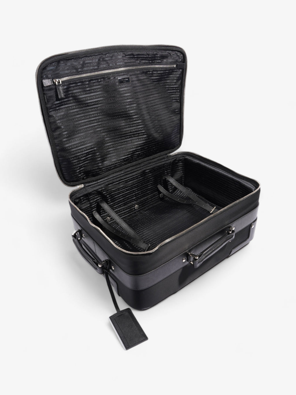 Prada Carry On Trolley Suitcase Black Re Nylon