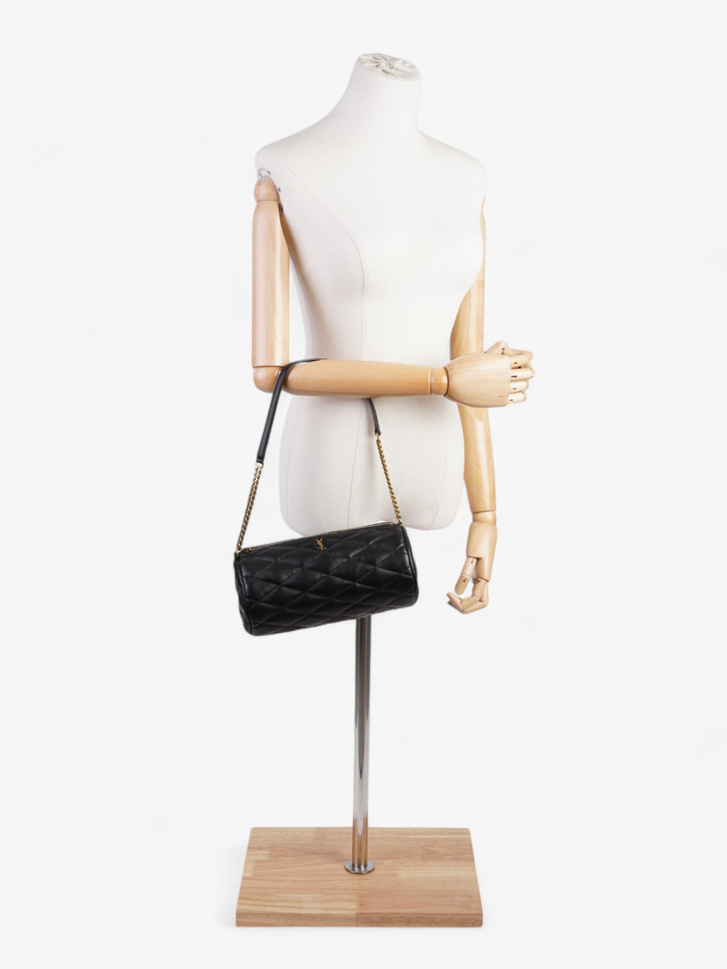 Saint Laurent Sade Tube Bag Black Lambskin Leather Small
