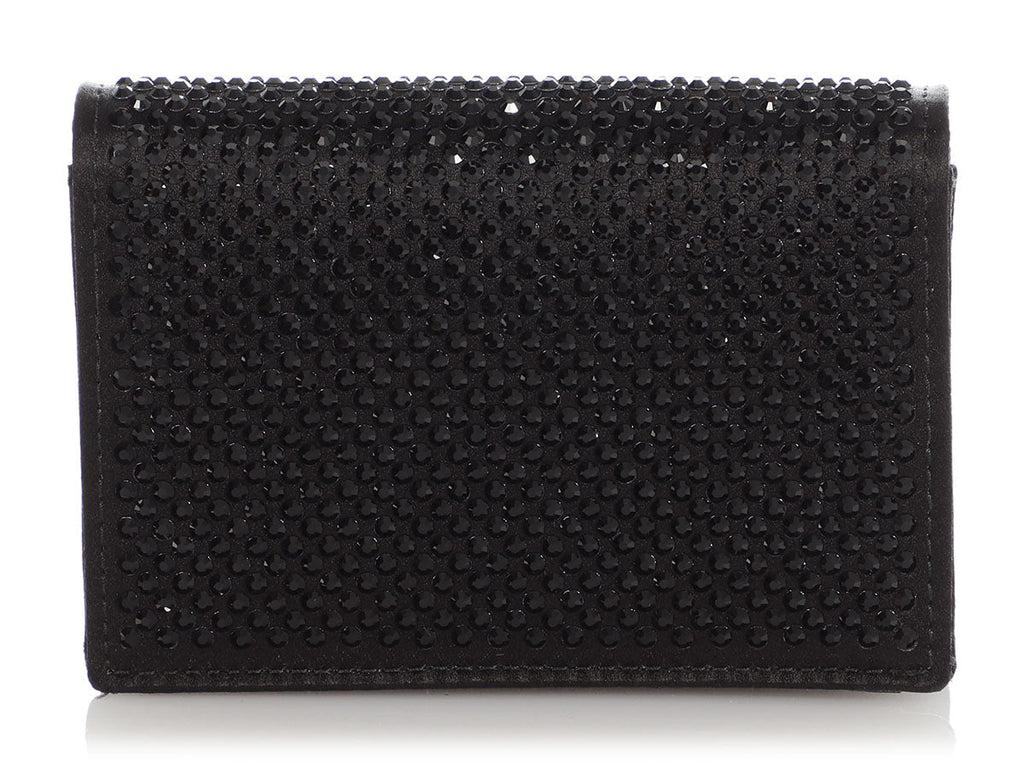 Prada Black Crystal Card Holder with Strap