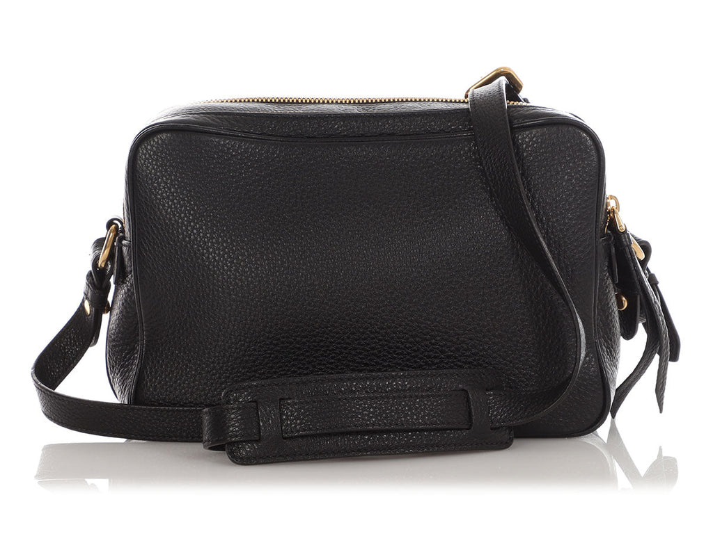 Prada Black Double Zip Vitello Phenix Camera Bag
