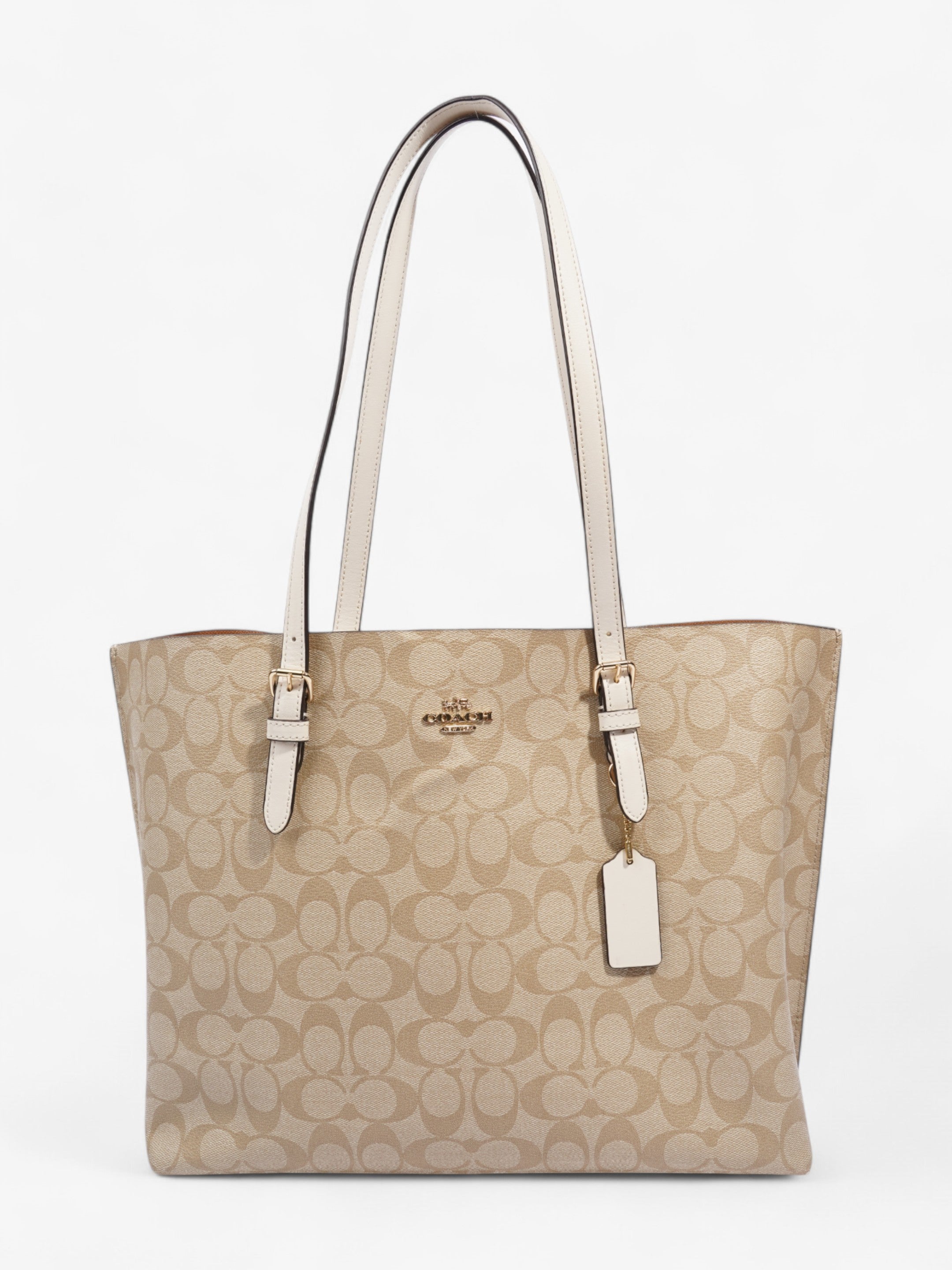 Coach Mollie Tote Beige / White Canvas